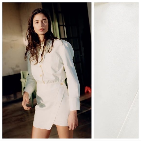 🌹NWT. Zara Cream Mini Shirt Dress. Size S - Picture 4 of 9